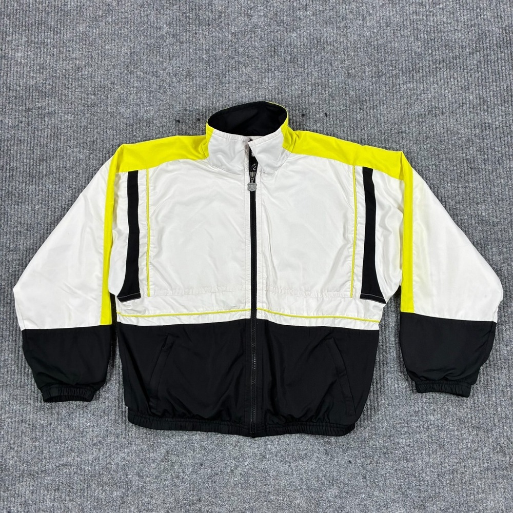 Kaelin Womens Colorblock Windbreaker Jacket White Black Full Zip 42" Chest